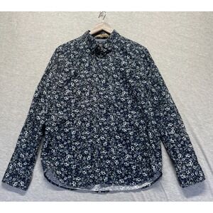Cactus Man Ricky Singh Slim Fit Shirt Mens L Blue Floral Print Cotton Button Up